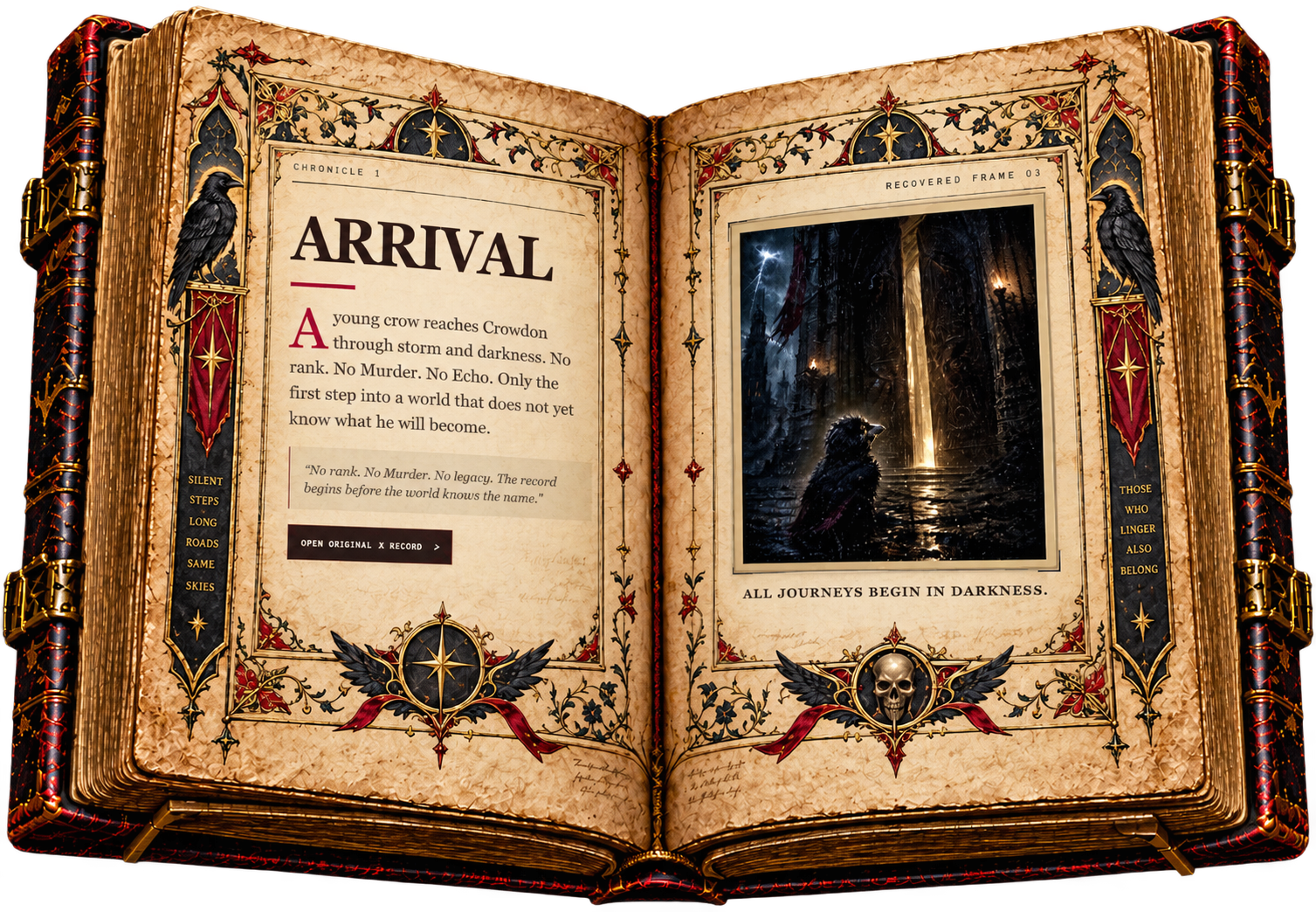 Ancient open Crowdon Chronicle book